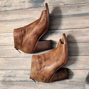Bed Stu Onset Leather Peeptoe Booties Sz 6.5